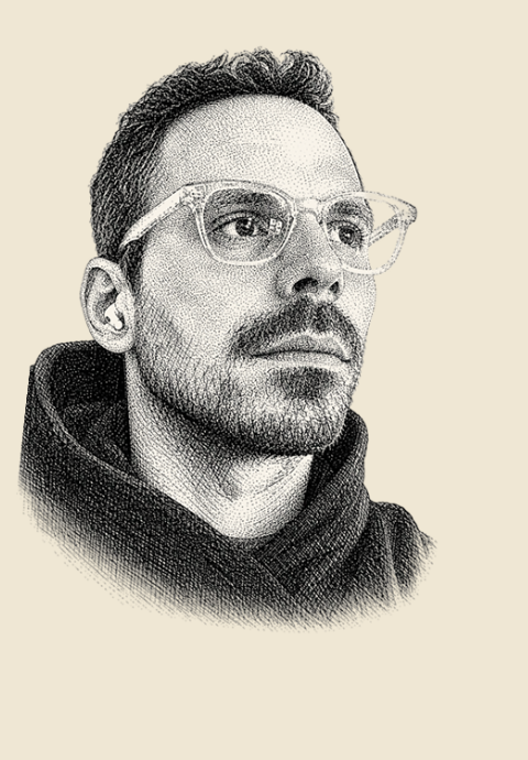 Illustrated portrait of Thom Grisi